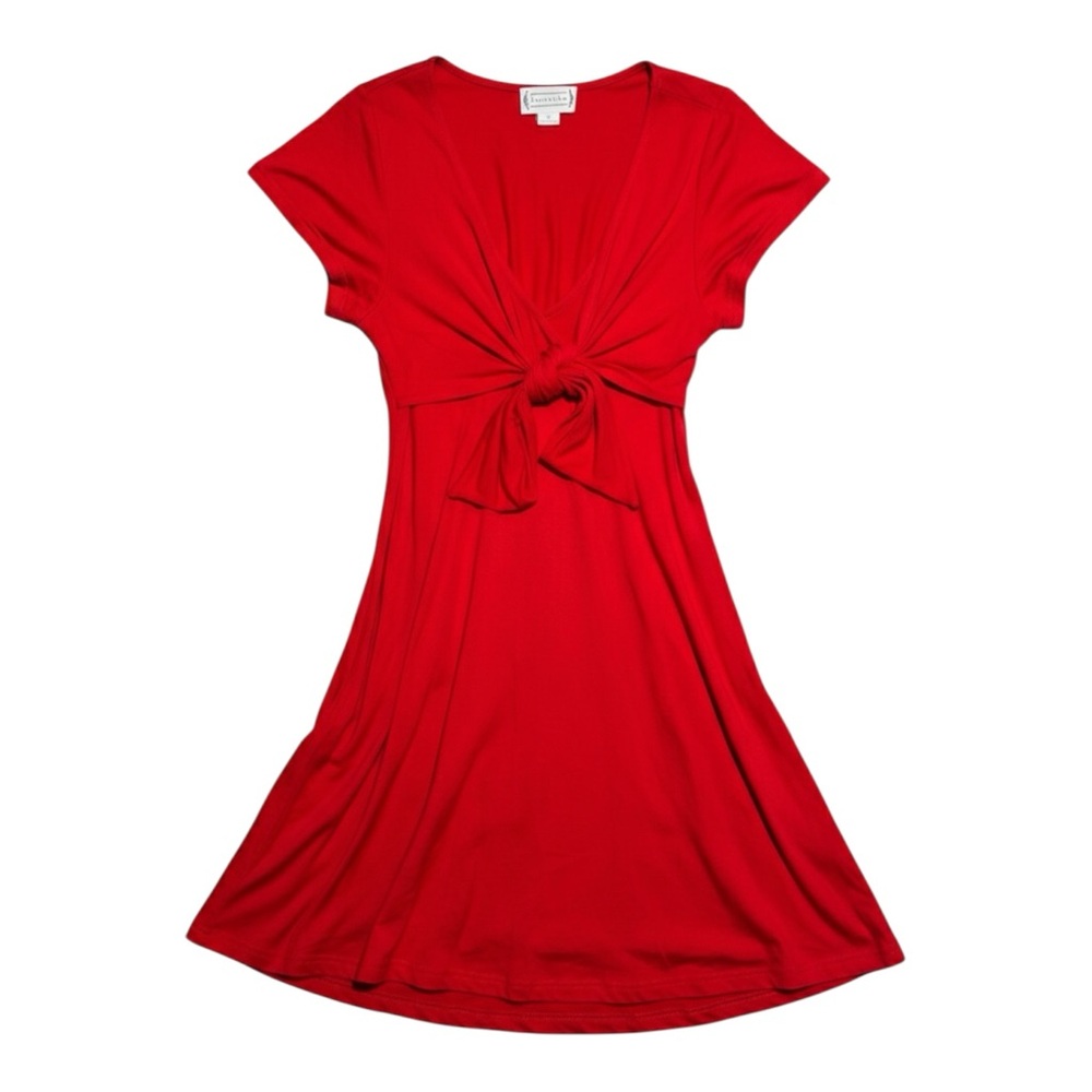 Love Riche Red Front Bow Midi Dress